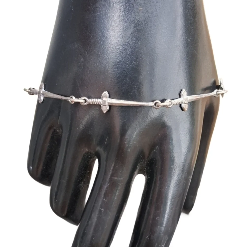 925 Silver Medieval Dagger Chain Link Bracelet Unique Statement Piece